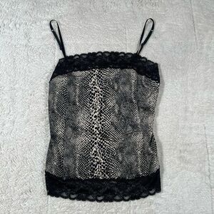 Vintage Y2K The Limited Snakeskin Lace Spaghetti Strap Tank Top